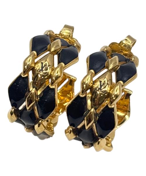 LOUIS VUITTON（ルイ ヴィトン）LOUIS VUITTON (ルイ ヴィトン) Malletage Stud Earring/ピアス・マルタージュ スタッズ ゴールド×ブラック サイズ:-の古着・服飾アイテム