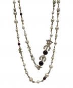 CHANELシャネル）の古着「パールストーン ロングネックレス」｜ゴールド×ホワイト