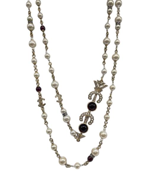 CHANEL（シャネル）CHANEL (シャネル) パールストーン ロングネックレス ゴールド×ホワイトの古着・服飾アイテム