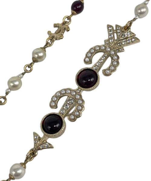 CHANEL（シャネル）CHANEL (シャネル) パールストーン ロングネックレス ゴールド×ホワイトの古着・服飾アイテム