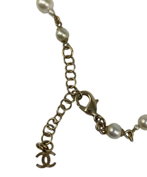CHANEL（シャネル）CHANEL (シャネル) パールストーン ロングネックレス ゴールド×ホワイトの古着・服飾アイテム