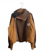 sacai×CarHarttサカイ×カーハート）の古着「25AW Carhartt WIP Duck x Wool Knit Blouson」｜ブラウン