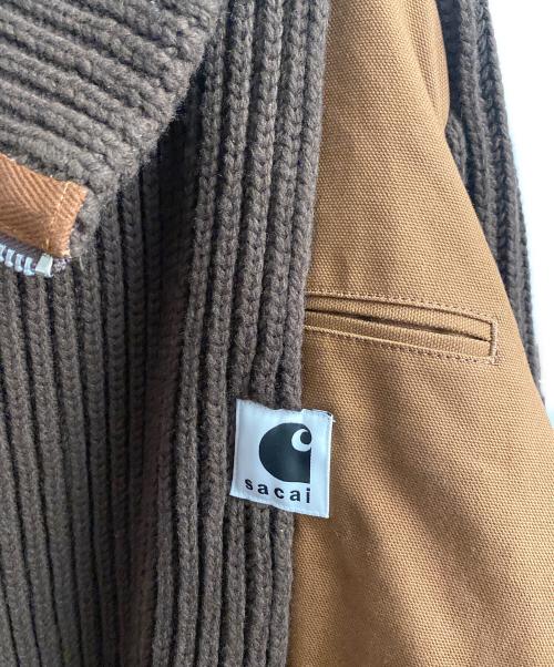 sacai（サカイ）sacai (サカイ) CarHartt (カーハート) 25AW Carhartt WIP Duck x Wool Knit Blouson ブラウン サイズ:4の古着・服飾アイテム