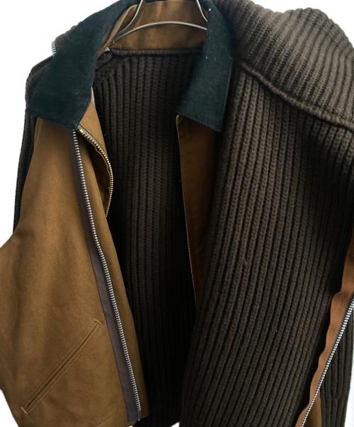 sacai（サカイ）sacai (サカイ) CarHartt (カーハート) 25AW Carhartt WIP Duck x Wool Knit Blouson ブラウン サイズ:4の古着・服飾アイテム