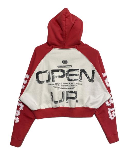 RIVINGTON roi Rebis（リヴィントンロイレヴィス）RIVINGTON roi Rebis (リヴィントンロイレヴィス) OPEN UP AGAPE HOODIE レッド×ホワイト サイズ:Lの古着・服飾アイテム