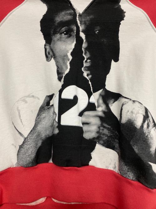 RIVINGTON roi Rebis（リヴィントンロイレヴィス）RIVINGTON roi Rebis (リヴィントンロイレヴィス) OPEN UP AGAPE HOODIE レッド×ホワイト サイズ:Lの古着・服飾アイテム