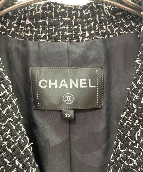 CHANEL（シャネル）CHANEL (シャネル) ココマーク ボタン ツイードジャケット ブラック サイズ:36の古着・服飾アイテム