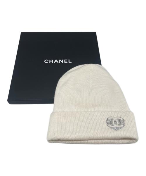 CHANEL（シャネル）CHANEL (シャネル) カシミヤ ニット帽子 ホワイトの古着・服飾アイテム
