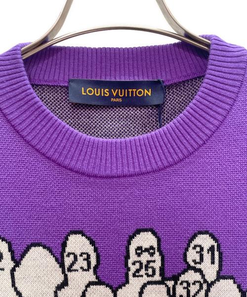 LOUIS VUITTON（ルイ ヴィトン）LOUIS VUITTON (ルイ ヴィトン) スタジオジャカードクルーネックニット パープル サイズ:Ｌ 未使用品の古着・服飾アイテム