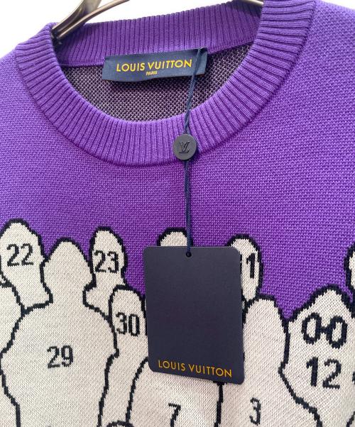 LOUIS VUITTON（ルイ ヴィトン）LOUIS VUITTON (ルイ ヴィトン) スタジオジャカードクルーネックニット パープル サイズ:Ｌ 未使用品の古着・服飾アイテム