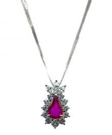 ginza tanaka（ギンザタナカ）の古着「ペアシェイプカットルビー×ダイヤネックレス」