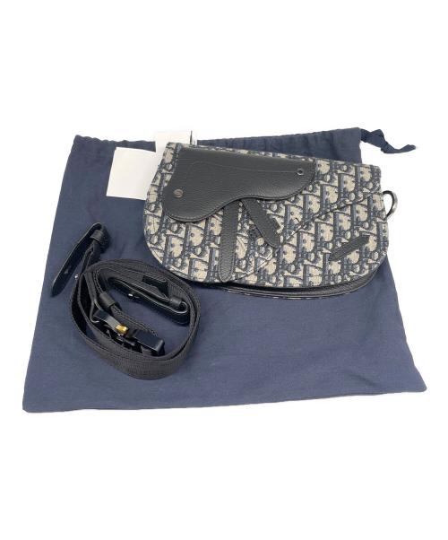 Dior（ディオール）Dior (ディオール) オブリーク ジャカード サドルポーチ ネイビーの古着・服飾アイテム
