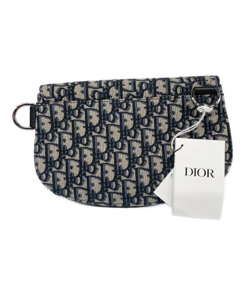 Dior（ディオール）Dior (ディオール) オブリーク ジャカード サドルポーチ ネイビーの古着・服飾アイテム