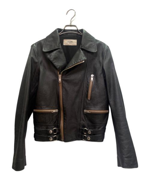 CELINE（セリーヌ）CELINE (セリーヌ)  ウォッシュドカーフライダースジャケット ブラック サイズ:44の古着・服飾アイテム