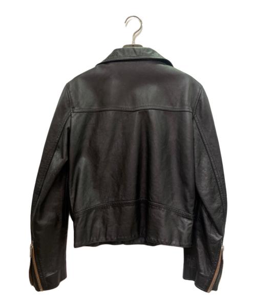 CELINE（セリーヌ）CELINE (セリーヌ)  ウォッシュドカーフライダースジャケット ブラック サイズ:44の古着・服飾アイテム