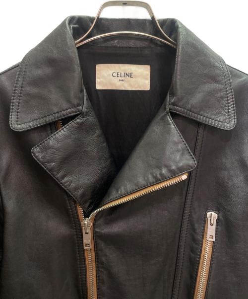 CELINE（セリーヌ）CELINE (セリーヌ)  ウォッシュドカーフライダースジャケット ブラック サイズ:44の古着・服飾アイテム