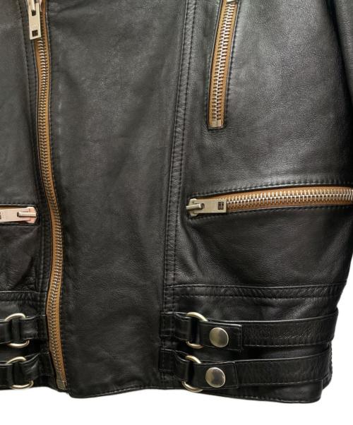 CELINE（セリーヌ）CELINE (セリーヌ)  ウォッシュドカーフライダースジャケット ブラック サイズ:44の古着・服飾アイテム