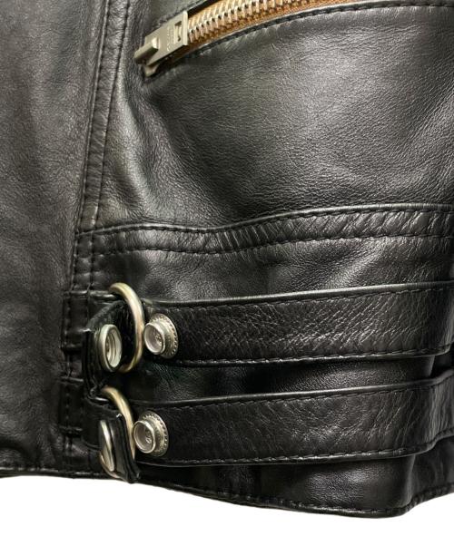 CELINE（セリーヌ）CELINE (セリーヌ)  ウォッシュドカーフライダースジャケット ブラック サイズ:44の古着・服飾アイテム