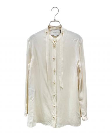 中古・古着通販】GUCCI (グッチ) パールボタンシルクシャツ アイボリー