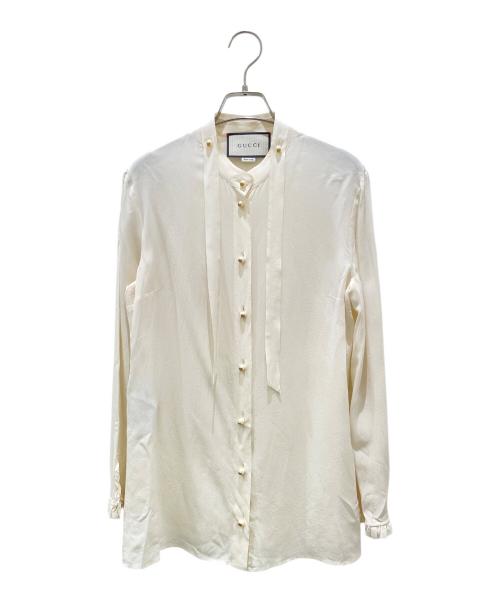 GUCCI（グッチ）GUCCI (グッチ) パールボタンシルクシャツ アイボリー サイズ:42の古着・服飾アイテム
