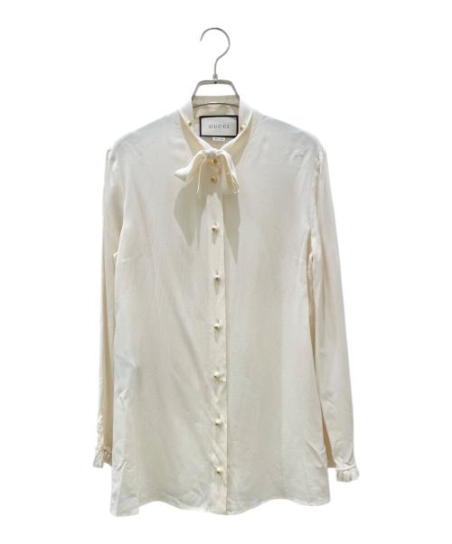 GUCCI（グッチ）GUCCI (グッチ) パールボタンシルクシャツ アイボリー サイズ:42の古着・服飾アイテム