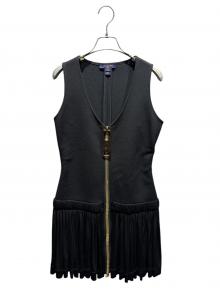 LOUIS VUITTON（ルイ ヴィトン）の古着「Zipper gathered dress/ジッパーギャザードレス/ジップアップ/ギャザースカート/フリルワンピース/ミニワンピ/RW231B VIB FORO92」｜ブラック