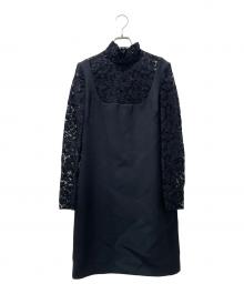 VALENTINO（ヴァレンティノ）の古着「フローラルレース シアードレス」｜ブラック