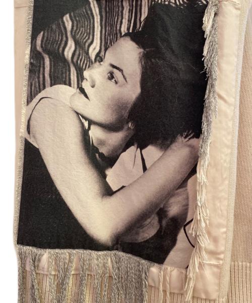 JIL SANDER（ジルサンダー）JIL SANDER (ジルサンダー) フリンジ フォトパッチ 襟付き ウール カシミヤニット アイボリー サイズ:48の古着・服飾アイテム