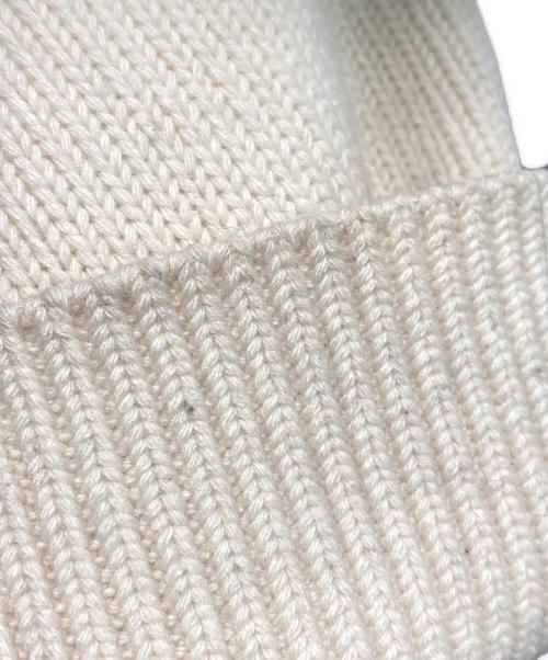 JIL SANDER（ジルサンダー）JIL SANDER (ジルサンダー) フリンジ フォトパッチ 襟付き ウール カシミヤニット アイボリー サイズ:48の古着・服飾アイテム