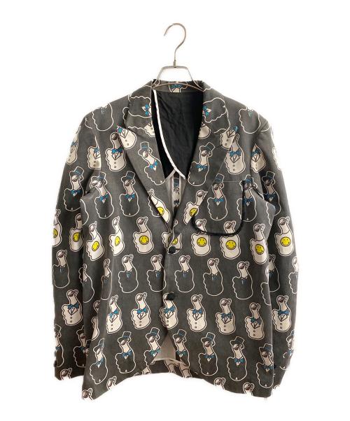 NUMBER (N)INE（ナンバーナイン）NUMBER (N)INE (ナンバーナイン) 総柄テーラードジャケット ライトグレー サイズ:3の古着・服飾アイテム