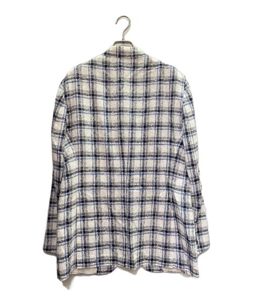 Errico Formicola（エリコフォルミコラ）Errico Formicola (エリコフォルミコラ) リネンアンコンテーラードジャケット ホワイト×ブルー サイズ:50の古着・服飾アイテム