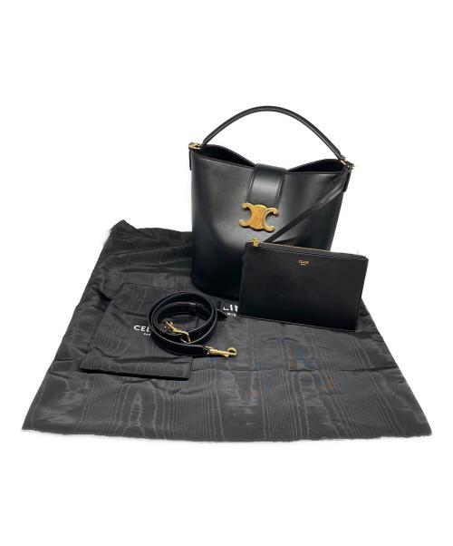 CELINE（セリーヌ）CELINE (セリーヌ) ミディアム バケット ルイーズバッグ ブラックの古着・服飾アイテム