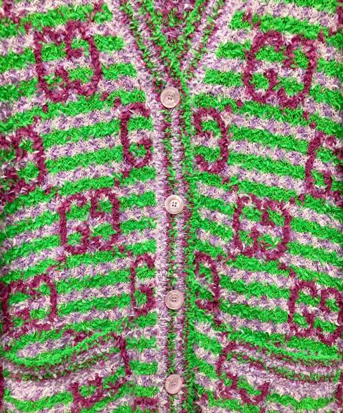 GUCCI（グッチ）GUCCI (グッチ) GG Jacquard Knit Cardigan/GGジャガードニットカーディガン パープル×グリーン サイズ:Sの古着・服飾アイテム
