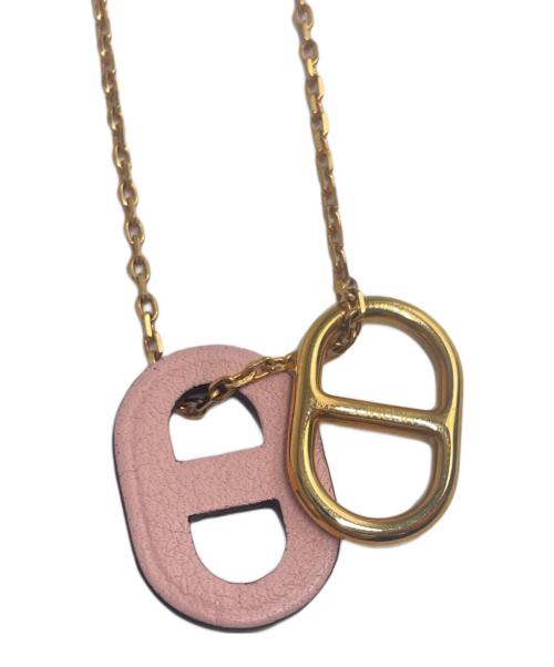 HERMES（エルメス）HERMES (エルメス) オー・マイヨンネックレス シェーヌダンクル ピンク×ゴールドの古着・服飾アイテム