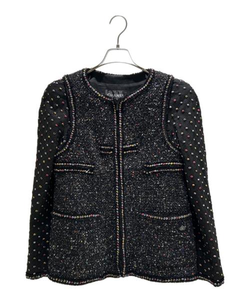 CHANEL（シャネル）CHANEL (シャネル) 17AW P57 Tweed jacket ツイードジャケット ブラック サイズ:40の古着・服飾アイテム