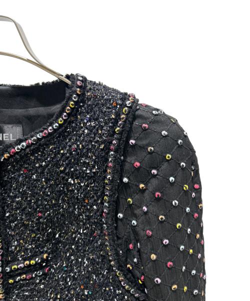 CHANEL（シャネル）CHANEL (シャネル) 17AW P57 Tweed jacket ツイードジャケット ブラック サイズ:40の古着・服飾アイテム