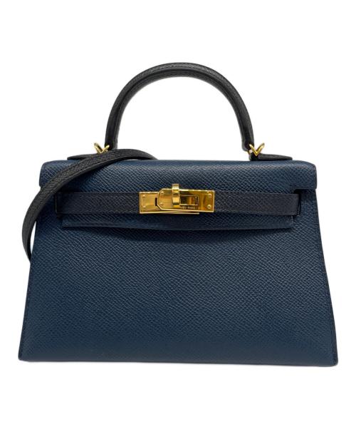 HERMES（エルメス）HERMES (エルメス) ミニケリー 2/ゴールド金具/ヴォーエプソン/ネイビー×ブルー/U刻印 ネイビー×ブルー サイズ:19の古着・服飾アイテム