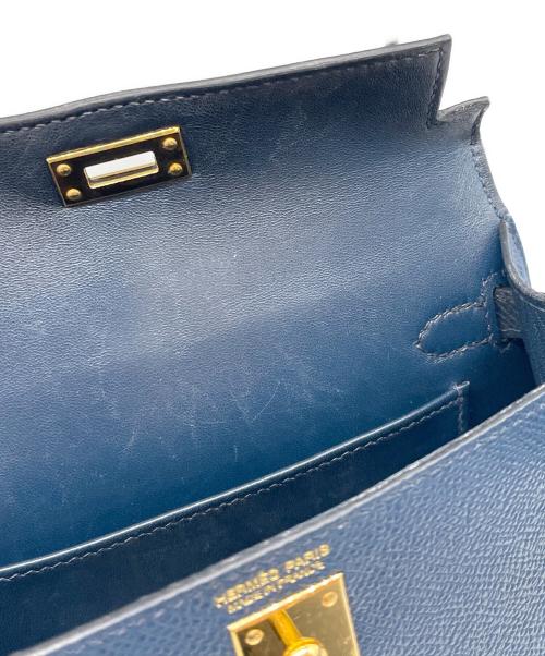 HERMES（エルメス）HERMES (エルメス) ミニケリー 2/ゴールド金具/ヴォーエプソン/ネイビー×ブルー/U刻印 ネイビー×ブルー サイズ:19の古着・服飾アイテム