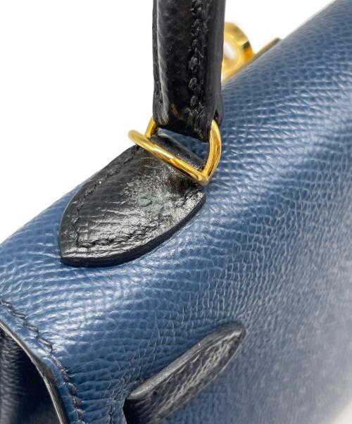 HERMES（エルメス）HERMES (エルメス) ミニケリー 2/ゴールド金具/ヴォーエプソン/ネイビー×ブルー/U刻印 ネイビー×ブルー サイズ:19の古着・服飾アイテム