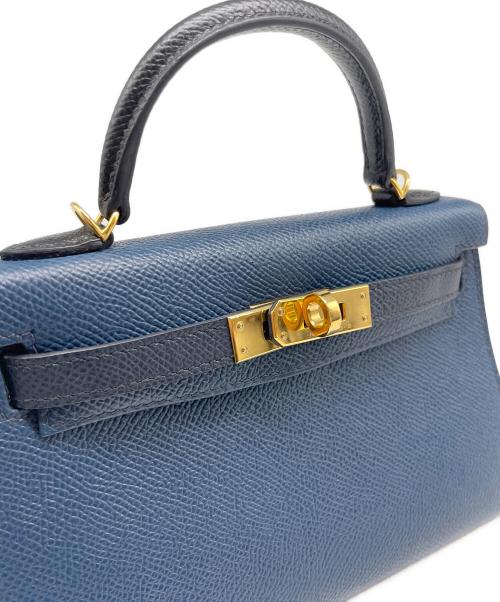 HERMES（エルメス）HERMES (エルメス) ミニケリー 2/ゴールド金具/ヴォーエプソン/ネイビー×ブルー/U刻印 ネイビー×ブルー サイズ:19の古着・服飾アイテム