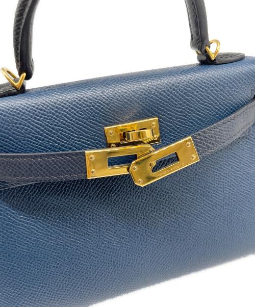 HERMES（エルメス）HERMES (エルメス) ミニケリー 2/ゴールド金具/ヴォーエプソン/ネイビー×ブルー/U刻印 ネイビー×ブルー サイズ:19の古着・服飾アイテム
