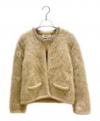 CELINEセリーヌ）の古着「エンブロイダリー カーディガン / ブラッシュドモヘア」｜ベージュ