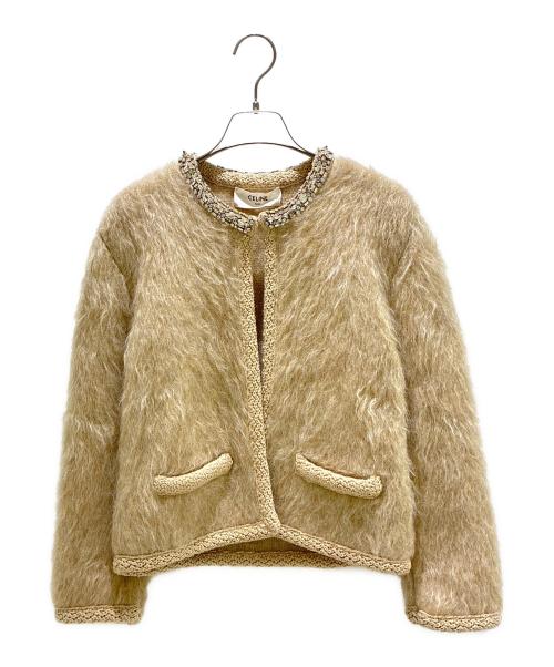 CELINE（セリーヌ）CELINE (セリーヌ) エンブロイダリー カーディガン / ブラッシュドモヘア ベージュ サイズ:XSの古着・服飾アイテム