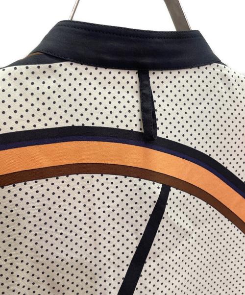 HERMES（エルメス）HERMES (エルメス) All-Over Print Silk Stand-Collar Shirt 総柄シルク スタンドカラーシャツ ブラック×オレンジ サイズ:34の古着・服飾アイテム