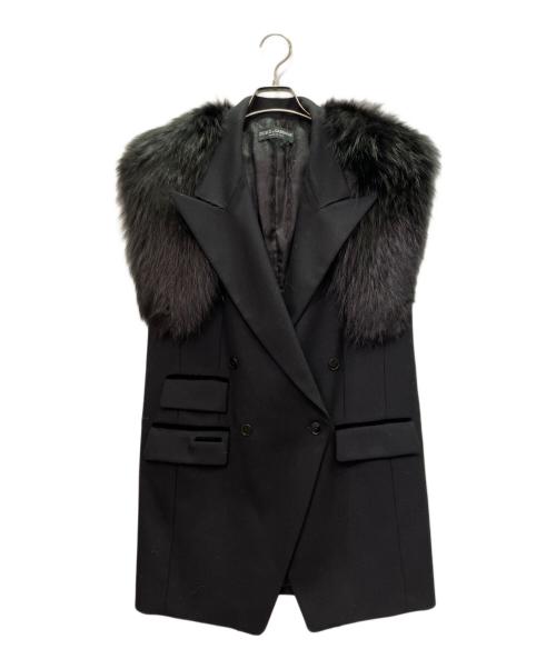 DOLCE & GABBANA（ドルチェ＆ガッバーナ）DOLCE & GABBANA (ドルチェ＆ガッバーナ) ファー付ジレベスト ブラック サイズ:40の古着・服飾アイテム