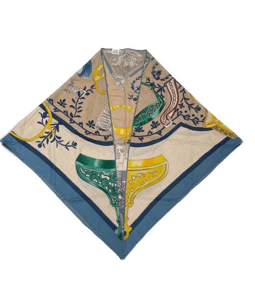 HERMES（エルメス）HERMES (エルメス) 三角ストール/トライアングルジェアン ブルーの古着・服飾アイテム