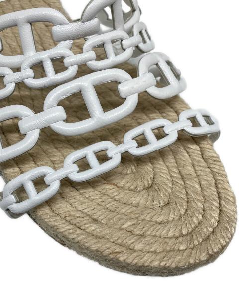 HERMES（エルメス）HERMES (エルメス) アンコーヌ サンダル ベージュ×ホワイト サイズ:35の古着・服飾アイテム