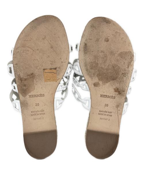 HERMES（エルメス）HERMES (エルメス) アンコーヌ サンダル ベージュ×ホワイト サイズ:35の古着・服飾アイテム