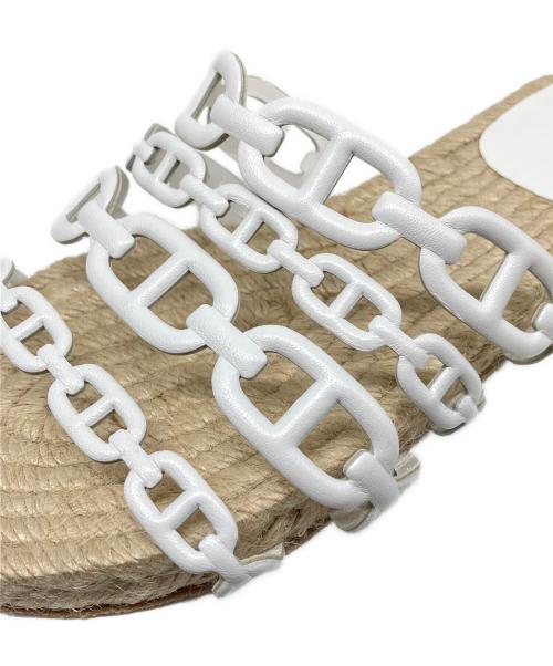 HERMES（エルメス）HERMES (エルメス) アンコーヌ サンダル ベージュ×ホワイト サイズ:35の古着・服飾アイテム