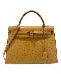 HERMES（エルメス）の古着「ケリー32 外縫い/チェスナッツ/ゴールド金具/オーストリッチ/〇Y刻印:1995年製」